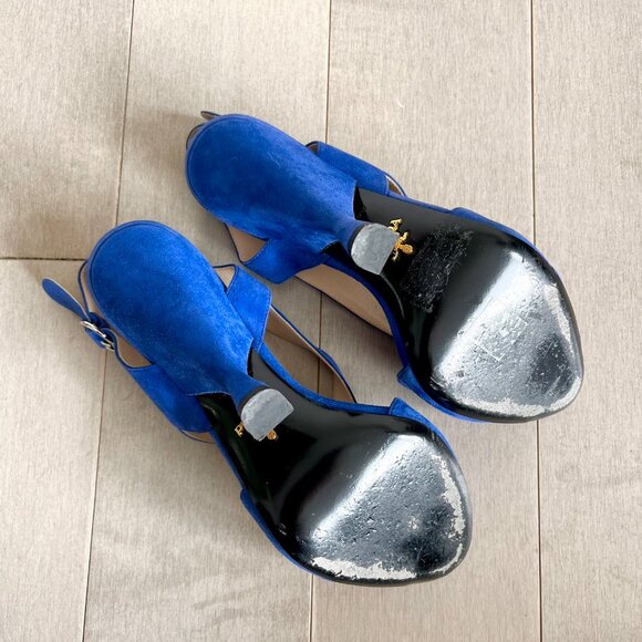 Prada Blue Velvet Heels w/ original box - Picture 11 of 13
